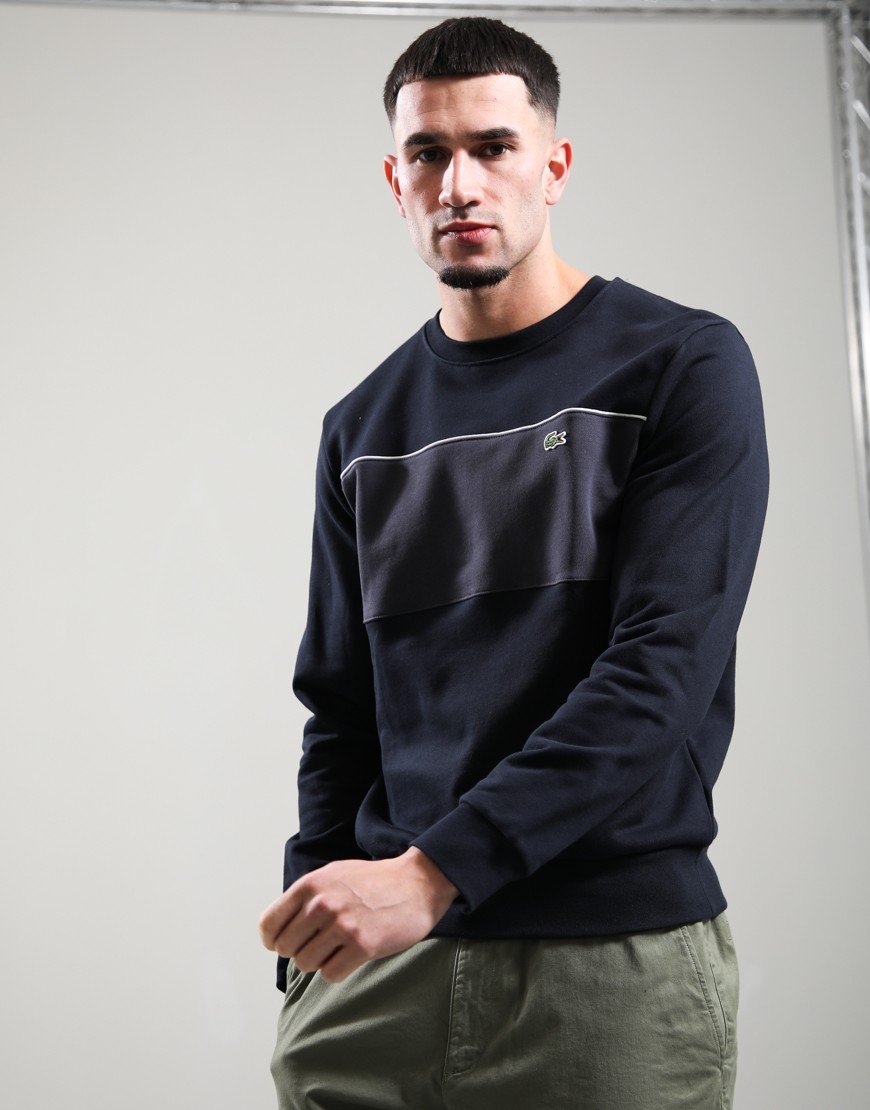 Lacoste Colour Block Fleece Crew Sweat Blackbird/Graph