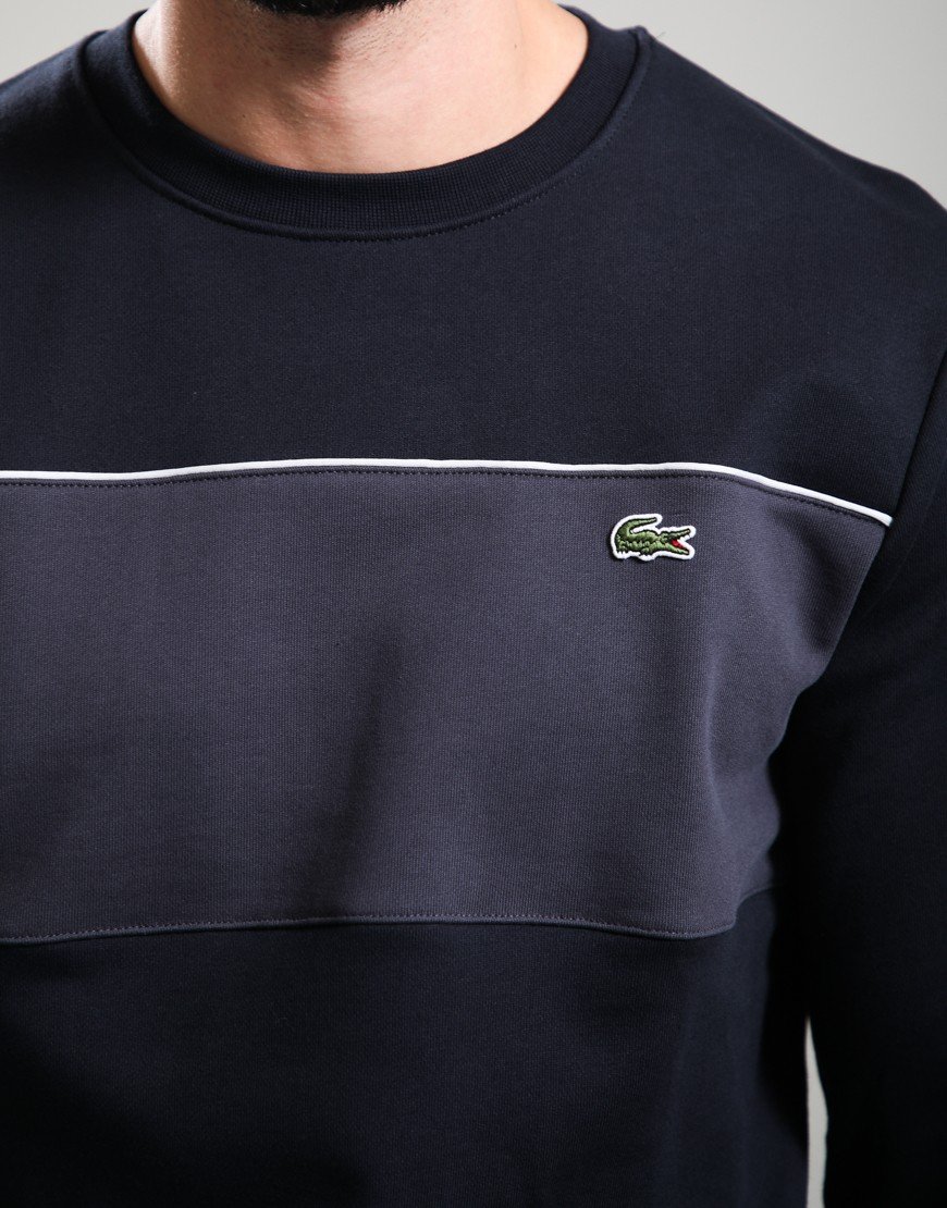 Lacoste Colour Block Fleece Crew Sweat Blackbird/Graph