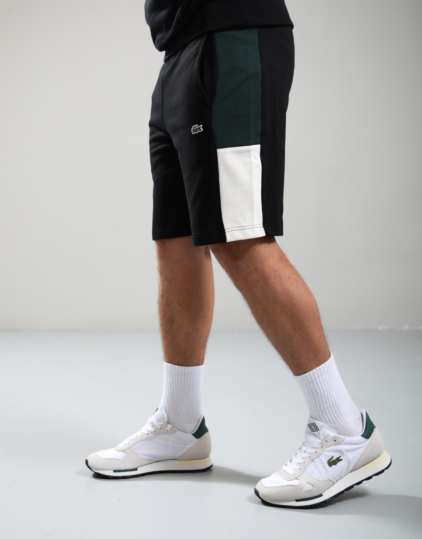 Lacoste Colour Block Fleece Shorts Black/White/Green