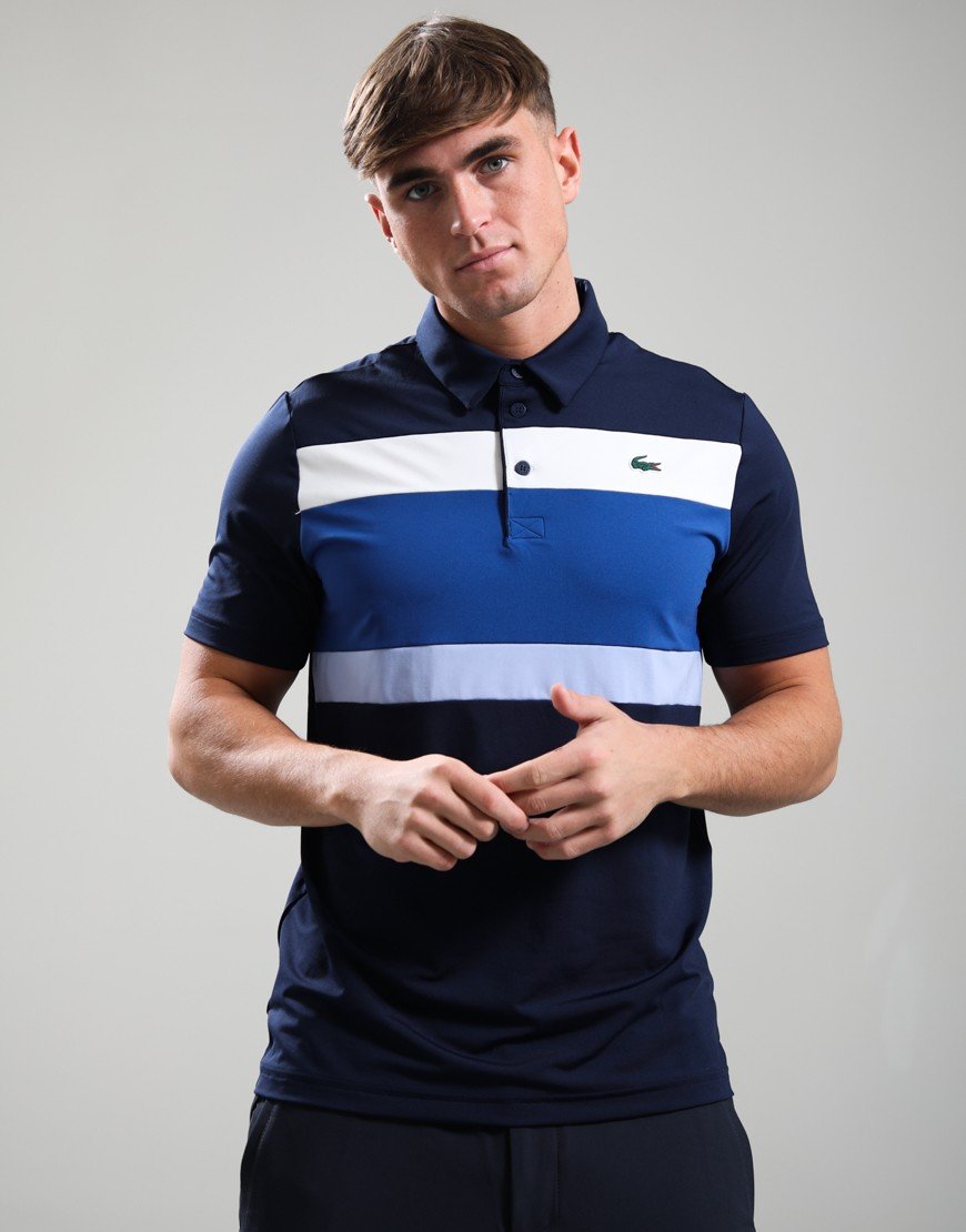 Lacoste Colour Block Golf Polo Shirt Navy/Blue/White