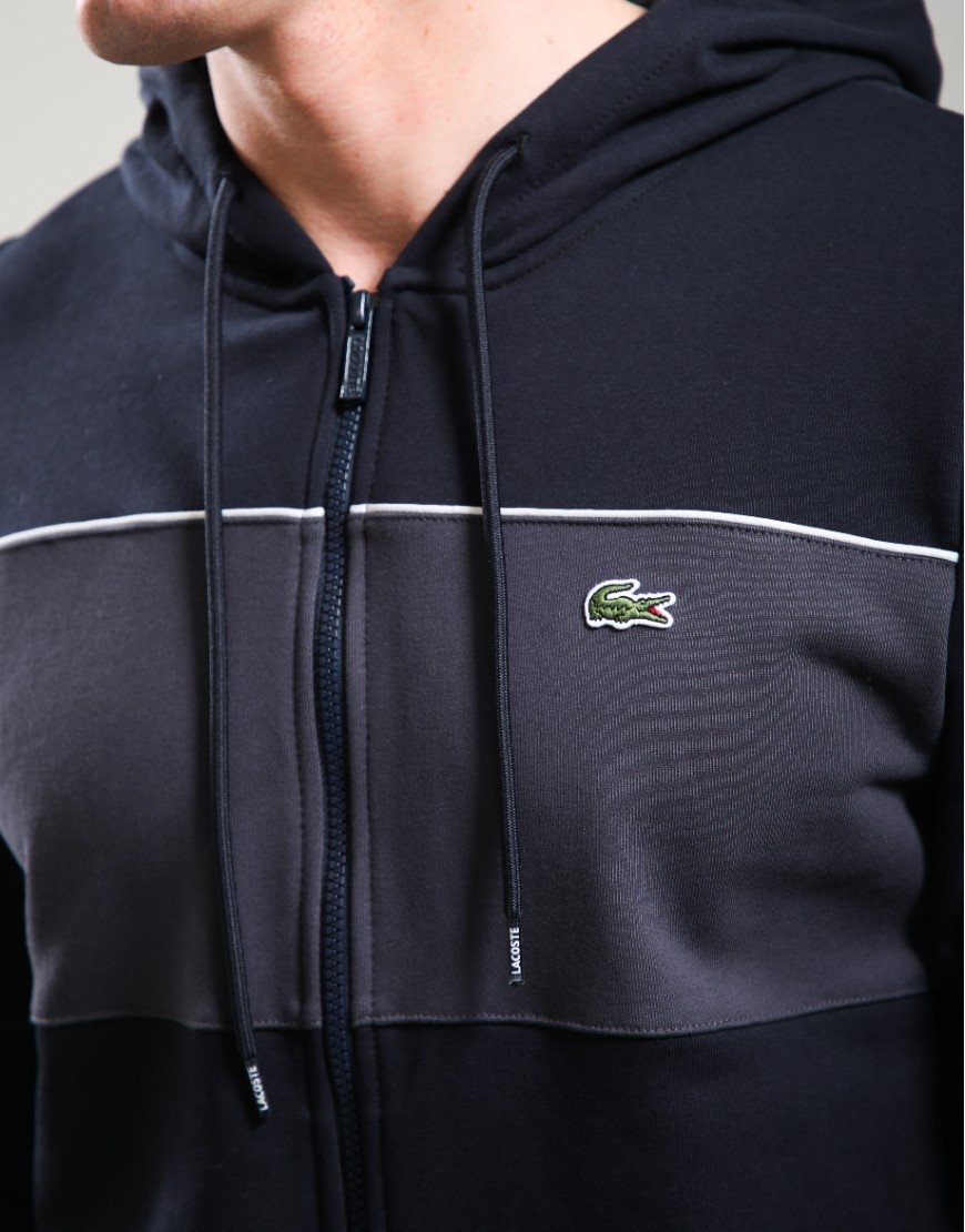 Lacoste Colour Block Zip Hoodie Blackbird/Graphite