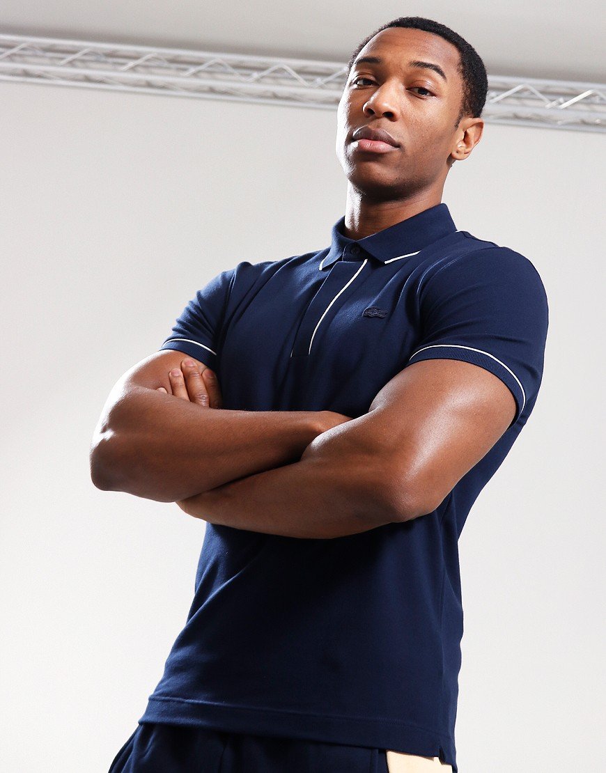 Lacoste Contrast Trim Polo Shirt Navy Blue