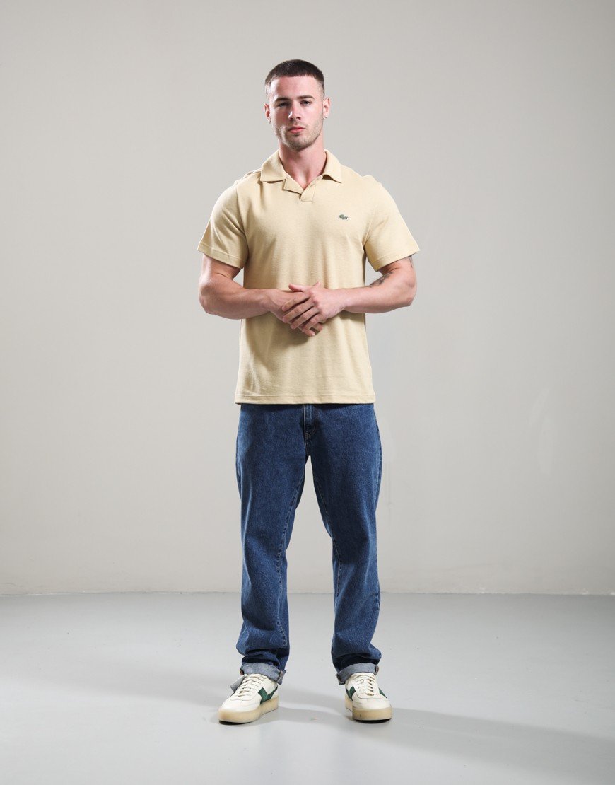 Lacoste Cotton Linen Polo Shirt Beige