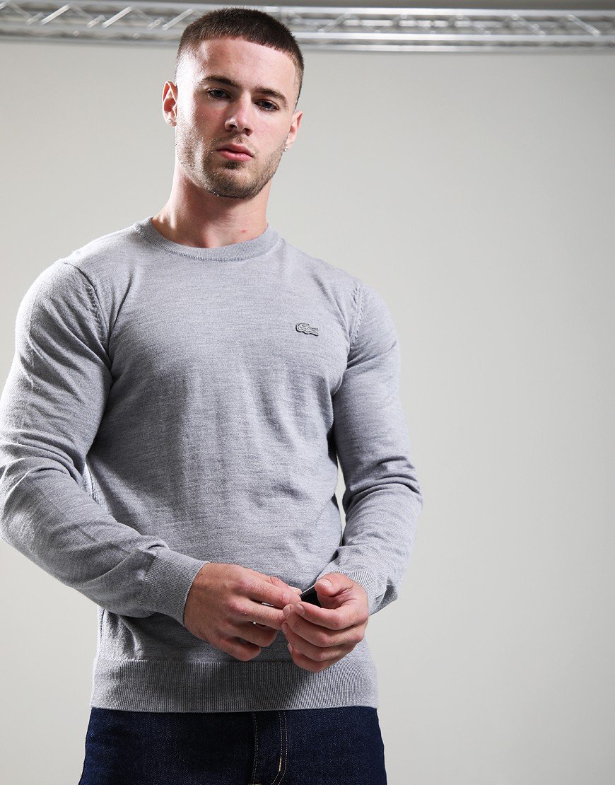 Lacoste Cotton Merino Crew Knit Grey