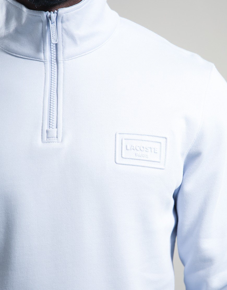 Lacoste Embossed Brand Half Zip Sweat Light Blue