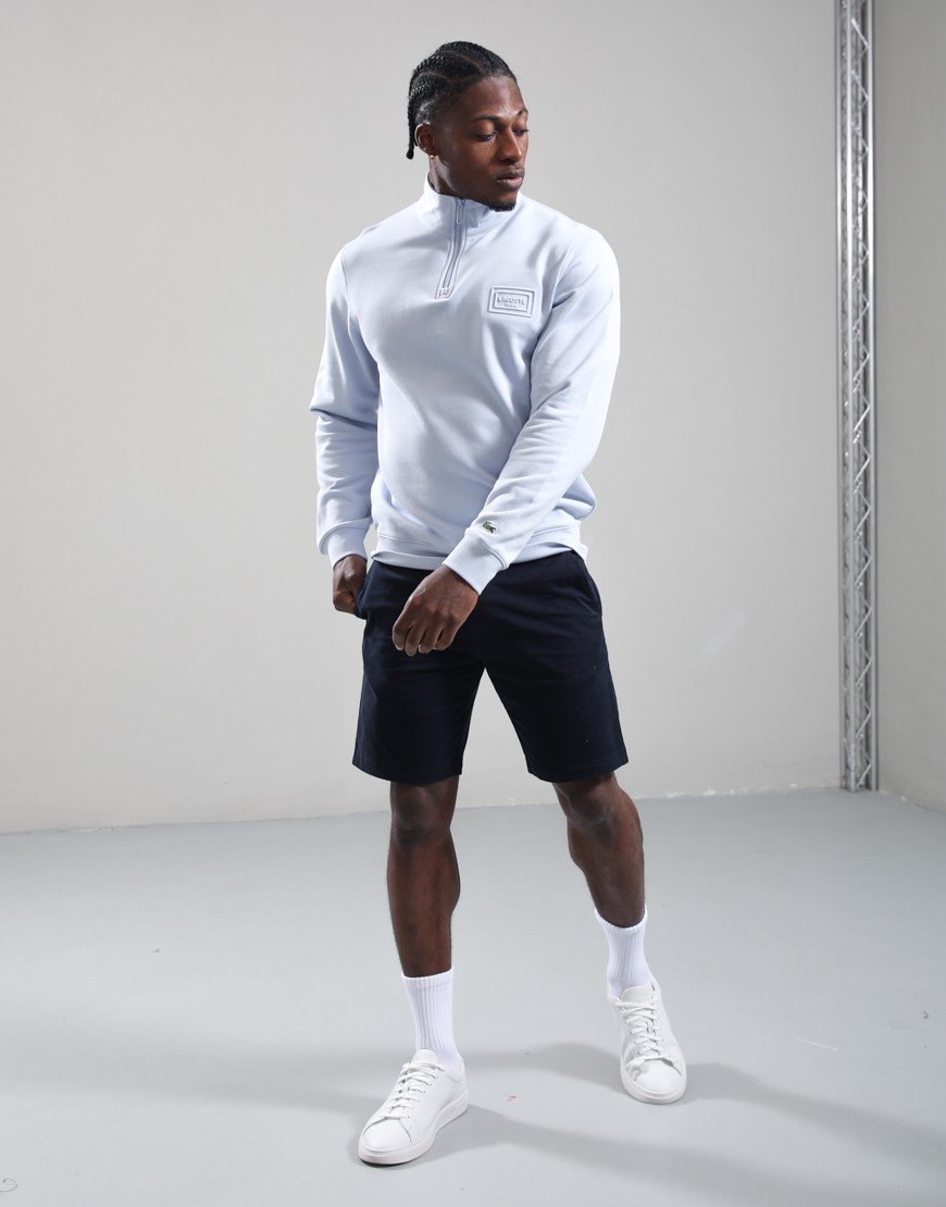 Lacoste Embossed Brand Half Zip Sweat Light Blue