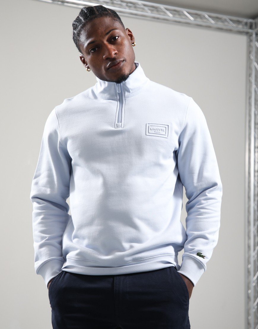 Lacoste Embossed Brand Half Zip Sweat Light Blue