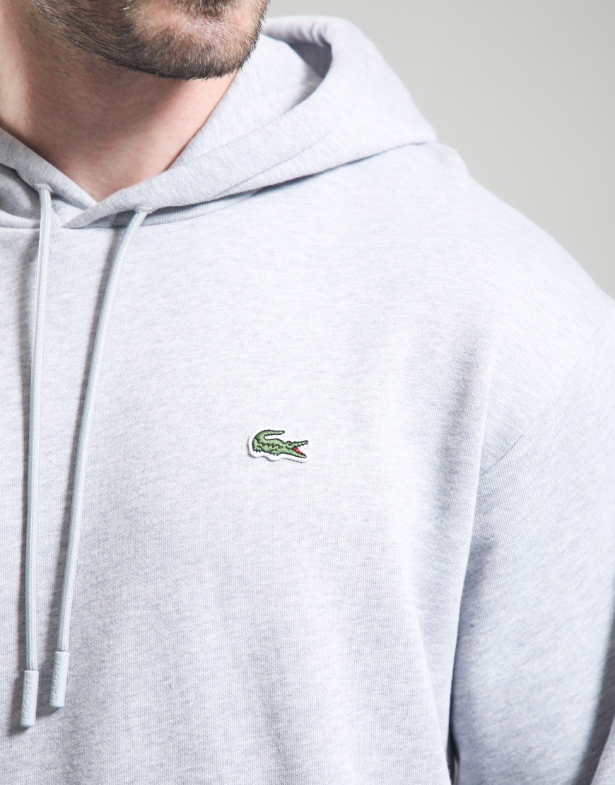 Lacoste Fleece Hoodie Silver Chine