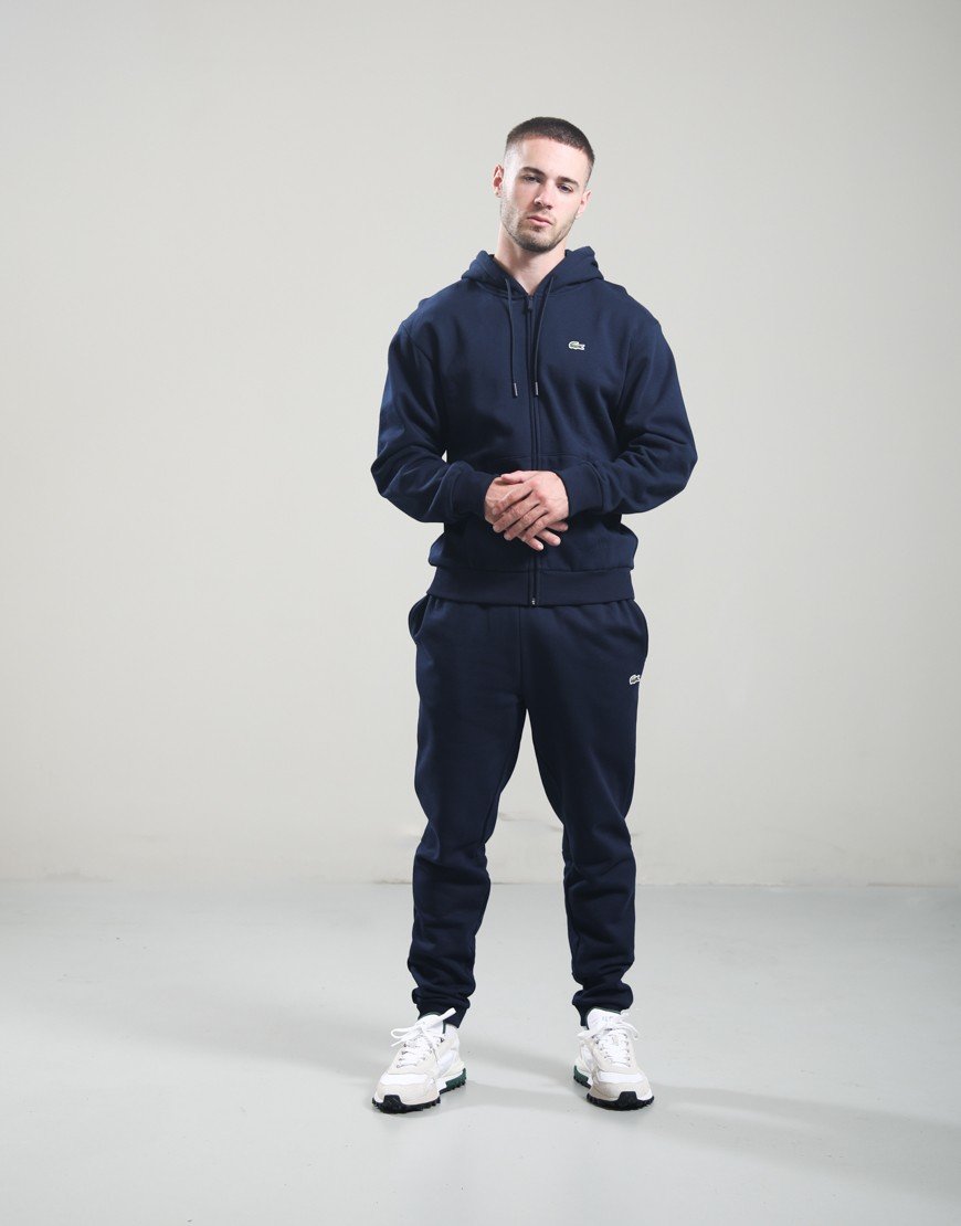 Lacoste Full Zip Fleece Hoodie Navy Blue