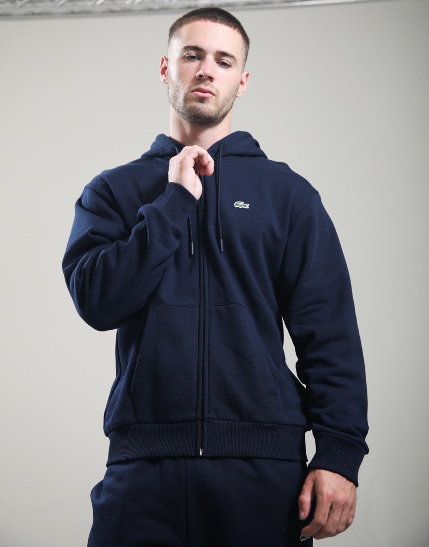 Lacoste Full Zip Fleece Hoodie Navy Blue