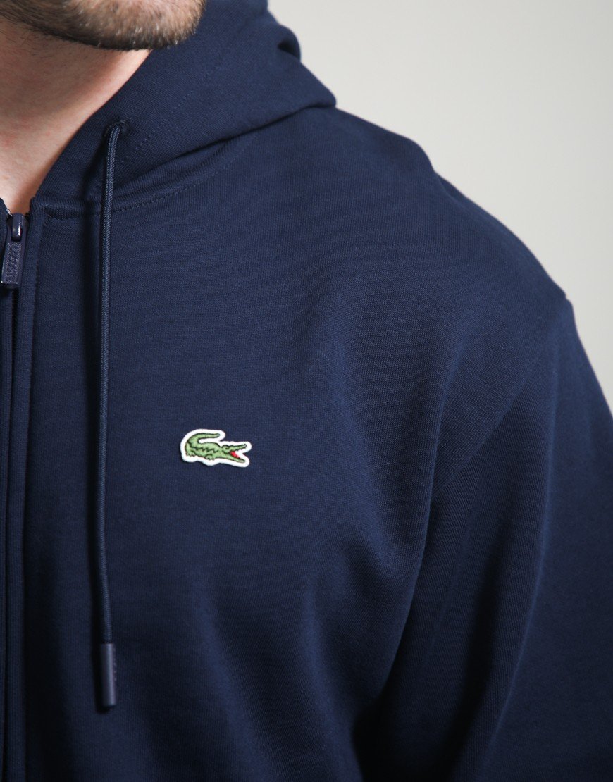 Lacoste Full Zip Fleece Hoodie Navy Blue