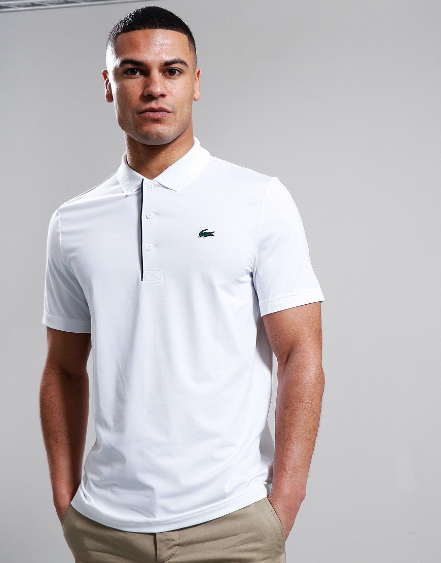 Lacoste Golf Polo Shirt White Navy Blue Terraces Menswear