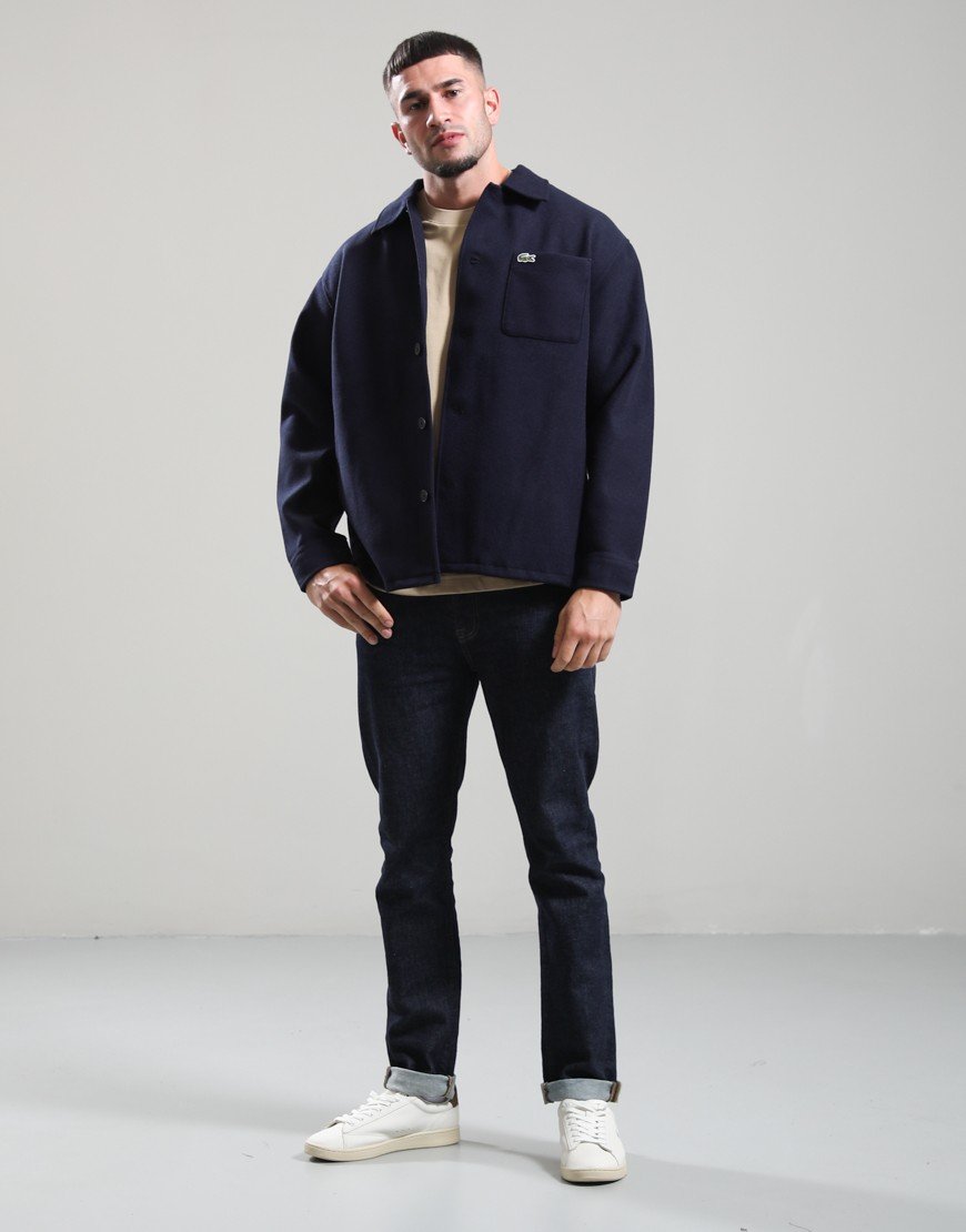 Lacoste Heavy Flannel Overshirt Dark Navy Blue