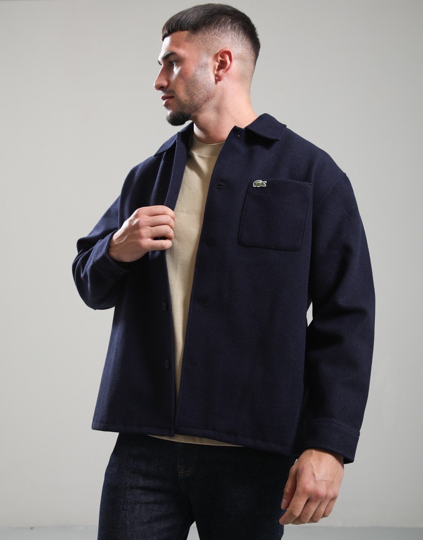 Lacoste Heavy Flannel Overshirt Dark Navy Blue