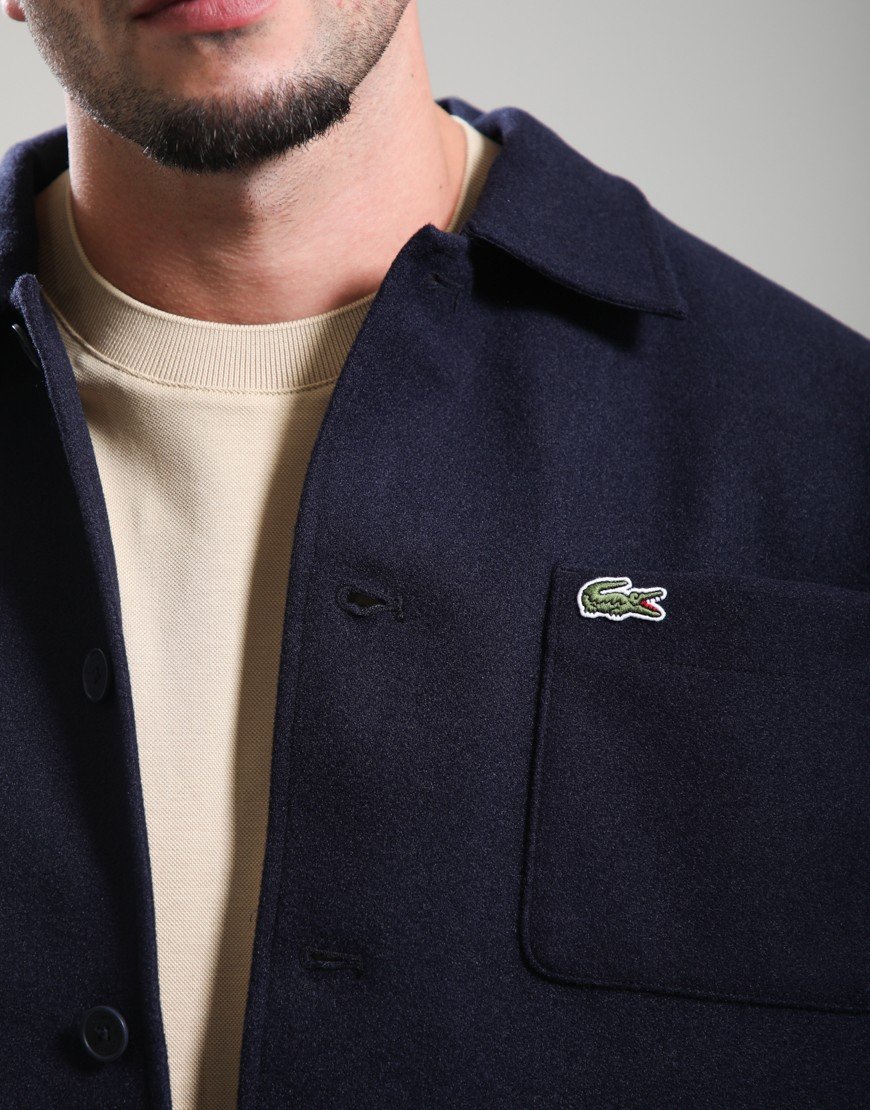 Lacoste Heavy Flannel Overshirt Dark Navy Blue