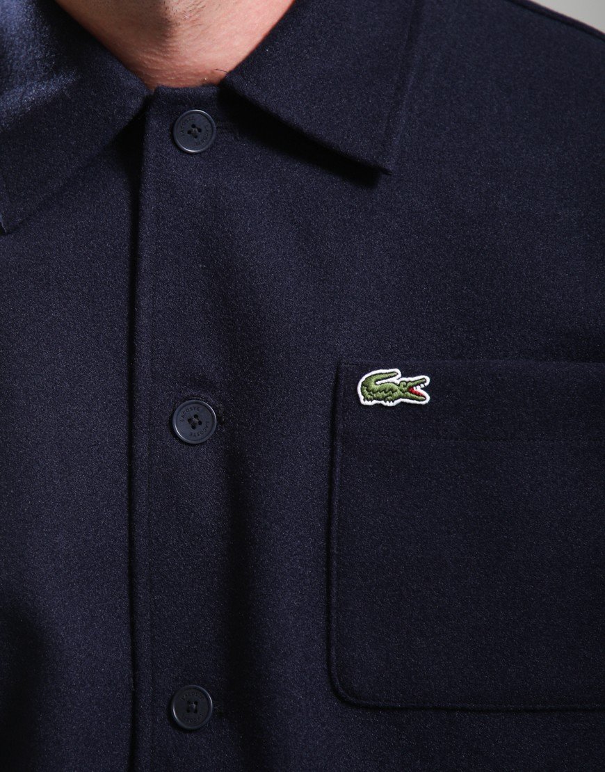 Lacoste Heavy Flannel Overshirt Dark Navy Blue