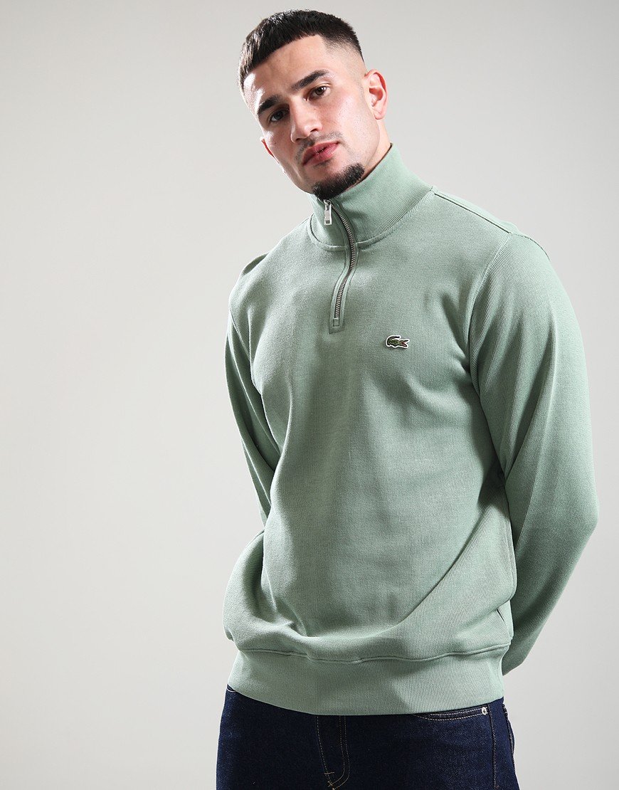 Lacoste Interlock Quarter Zip Sweat Green