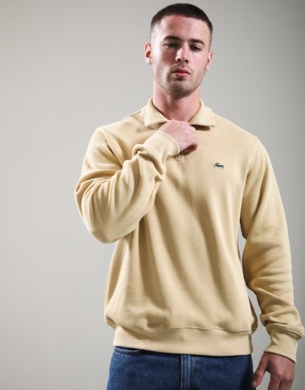 Lacoste Interlock Half Zip Sweat Beige