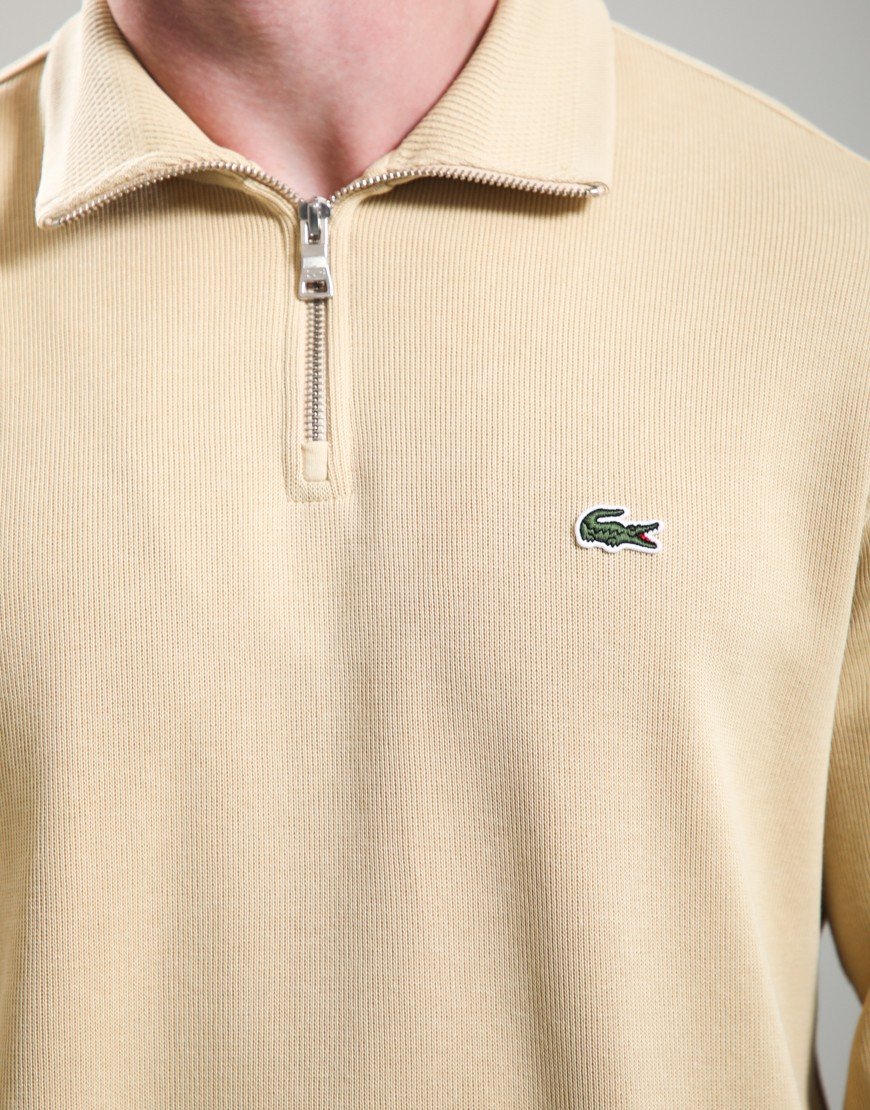Lacoste Interlock Half Zip Sweat Beige