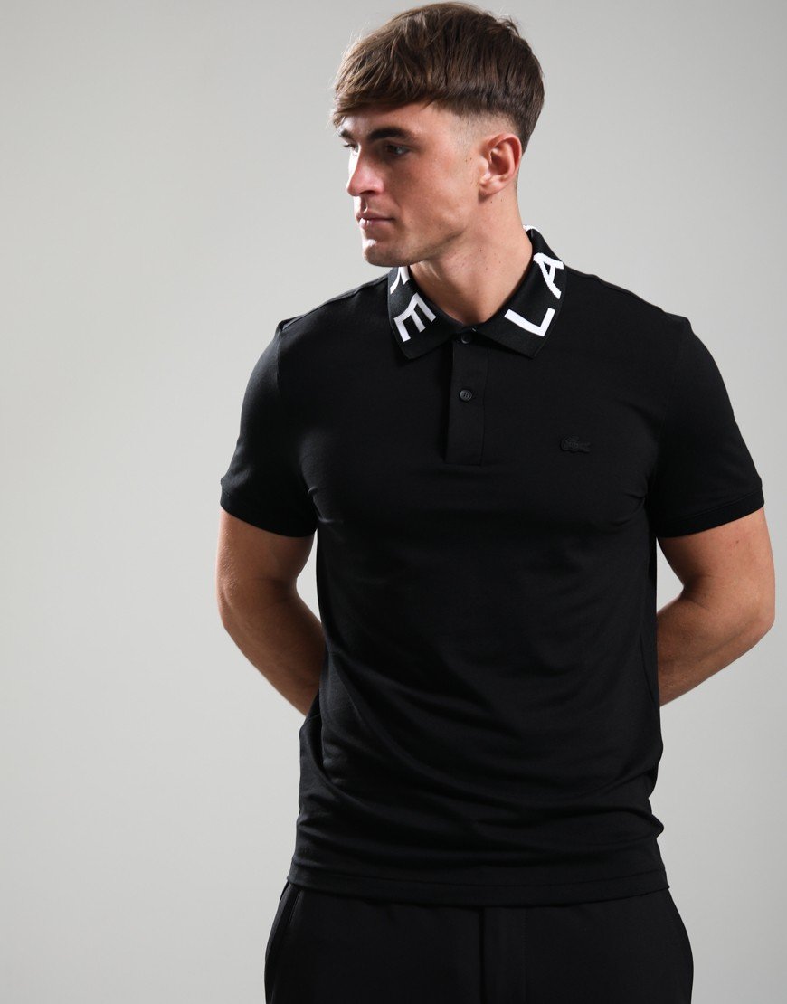 Lacoste Slim Fit Jacquard Branded Polo Shirt Black