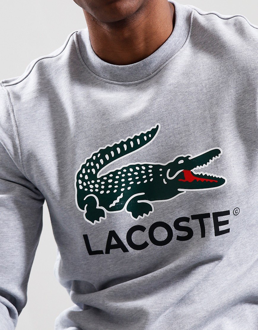 Lacoste Large Logo Crew Sweat Silver Chine