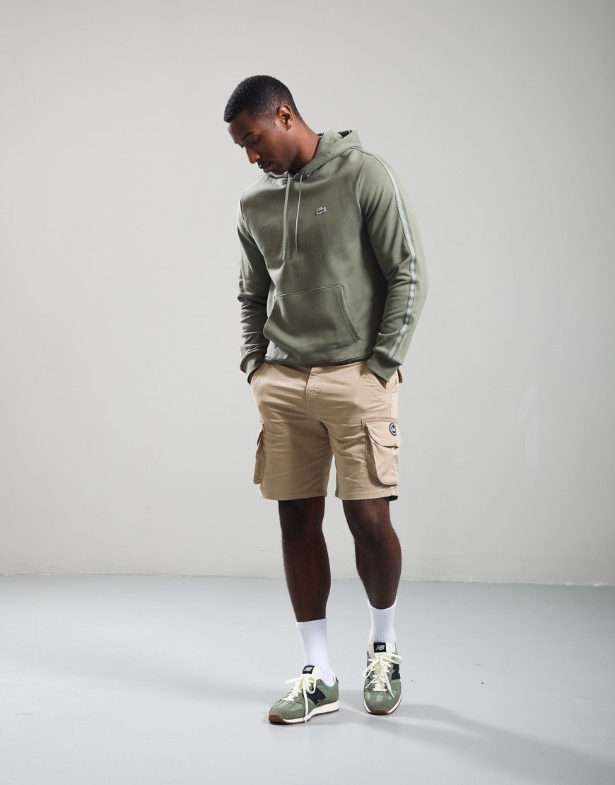 Lacoste Logo Stripe Zip Hoodie Khaki