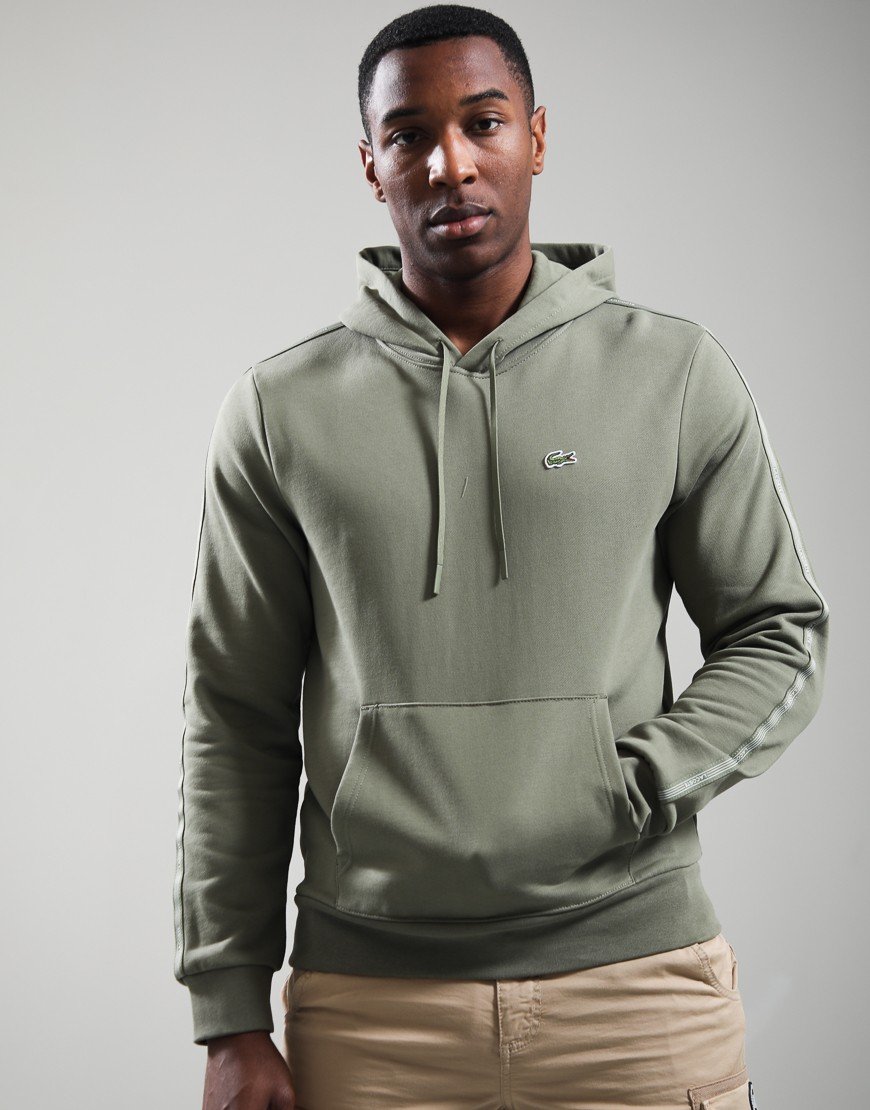 Lacoste Logo Stripe Zip Hoodie Khaki