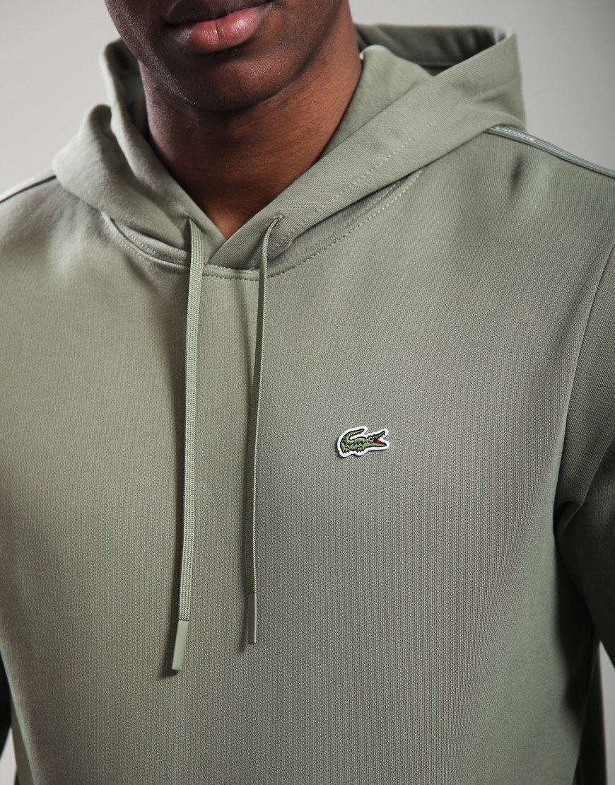 Lacoste Logo Stripe Zip Hoodie Khaki