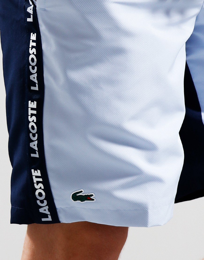 Lacoste Logo Stripe Tennis Shorts Light Blue/Navy Terraces Menswear