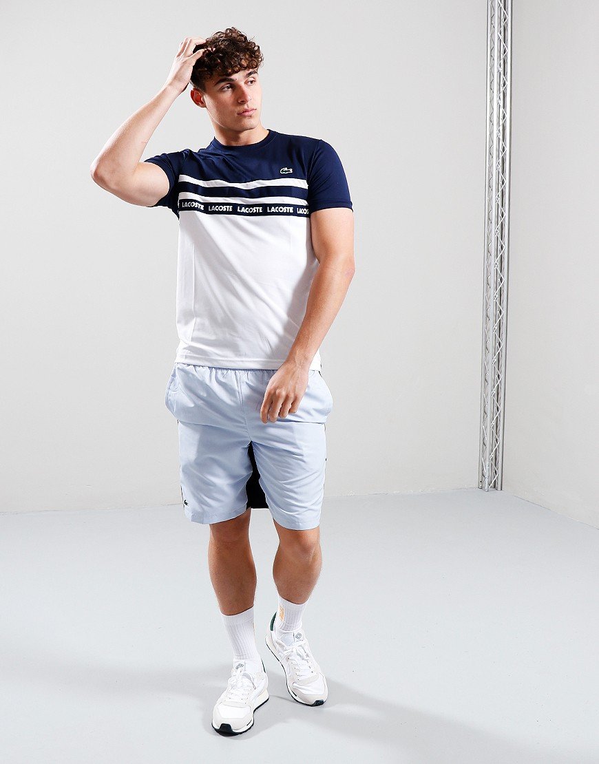 Lacoste Logo Stripe Tennis Shorts Light Blue/Navy