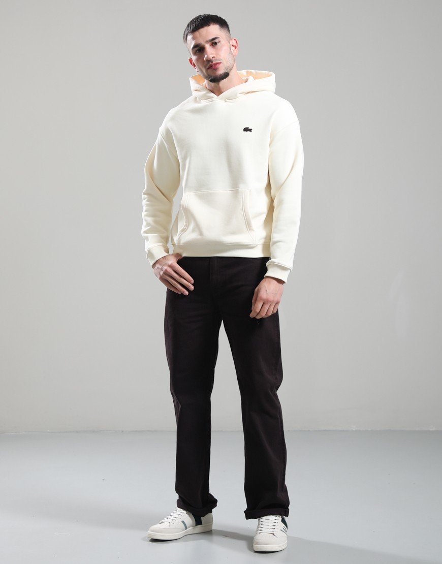 Lacoste Loose Fit Printed Hoodie Lemon Beige