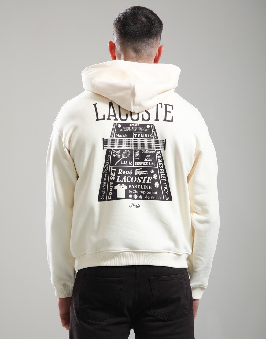Lacoste Loose Fit Printed Hoodie Lemon Beige