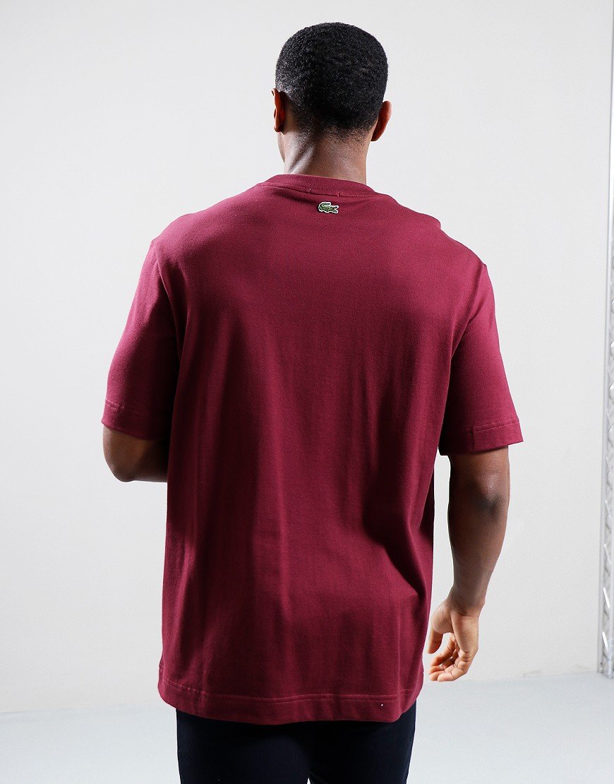 Lacoste Loose Large Croc T-Shirt Bordeaux