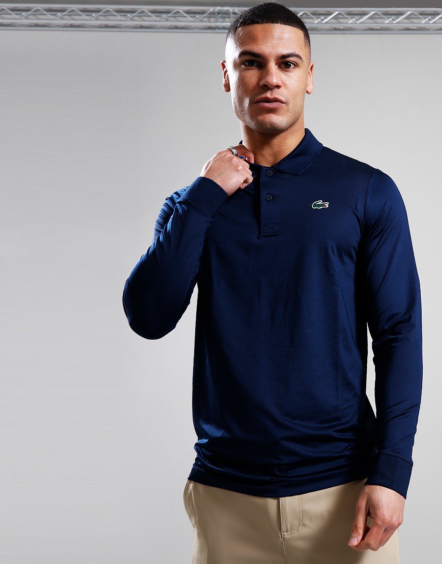 Lacoste Golf Long Sleeve Polo Shirt Navy Blue Navy Blue Terraces Menswear