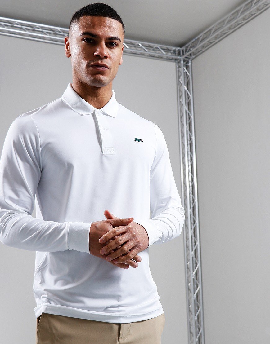 Lacoste Golf Long Sleeve Polo Shirt White Terraces Menswear