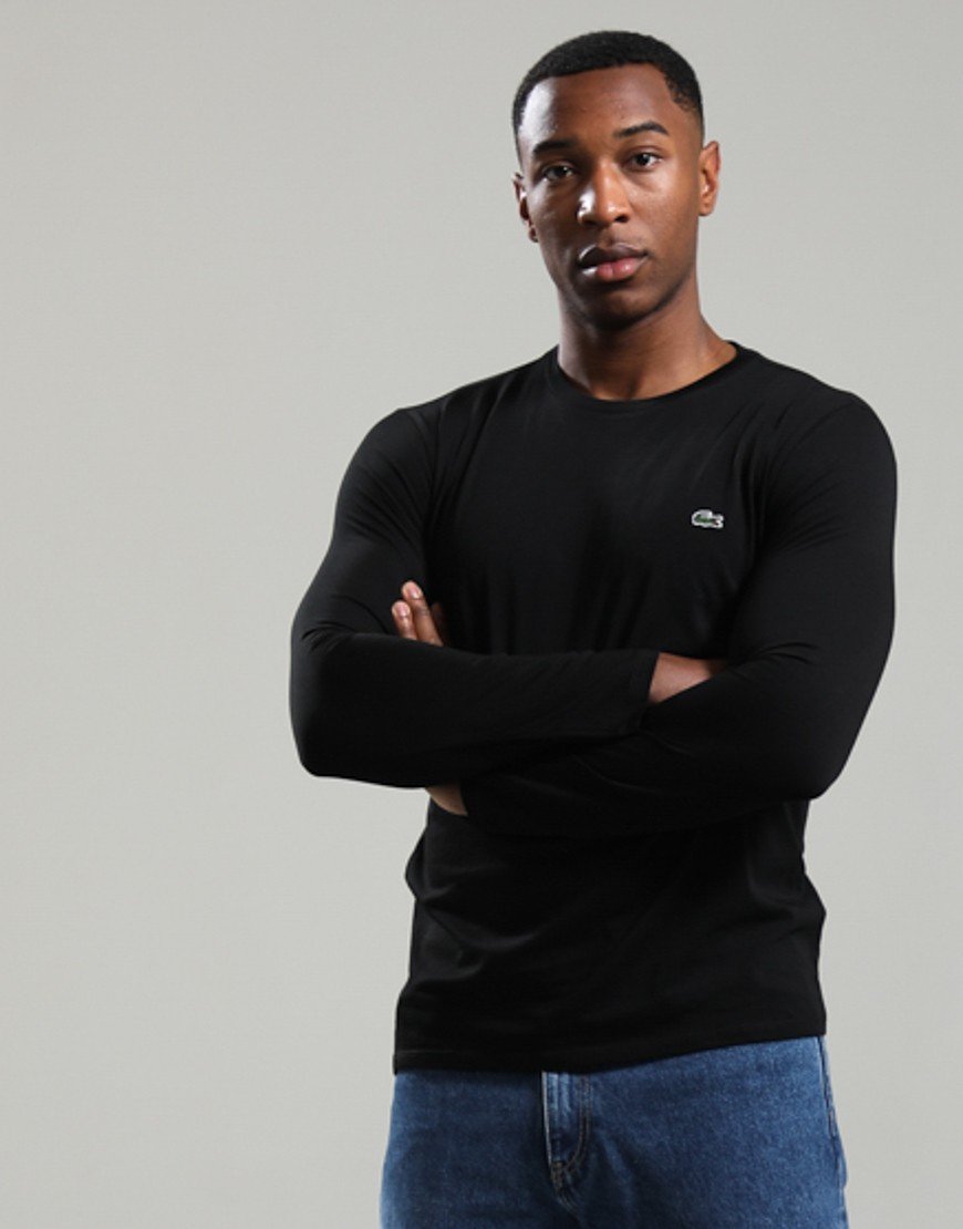 Lacoste Long Sleeve Plain T-Shirt Black