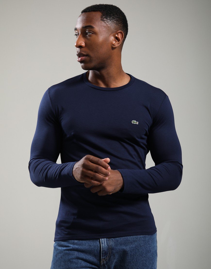 Lacoste Long Sleeve Plain T-Shirt Navy