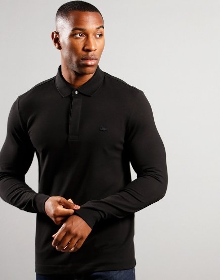 Lacoste Long Sleeve Paris Polo Shirt Black