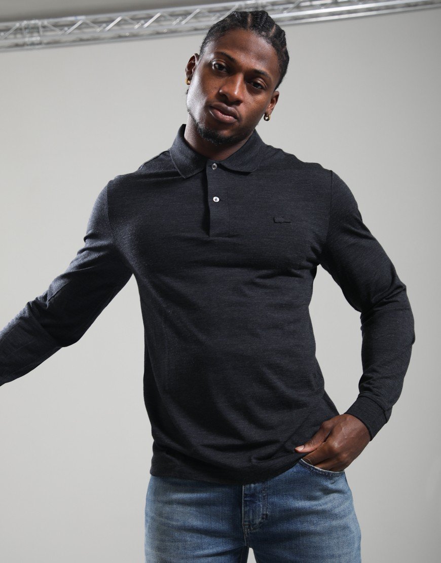 Lacoste Long Sleeve Wool Blend Polo Shirt Lightning Chine