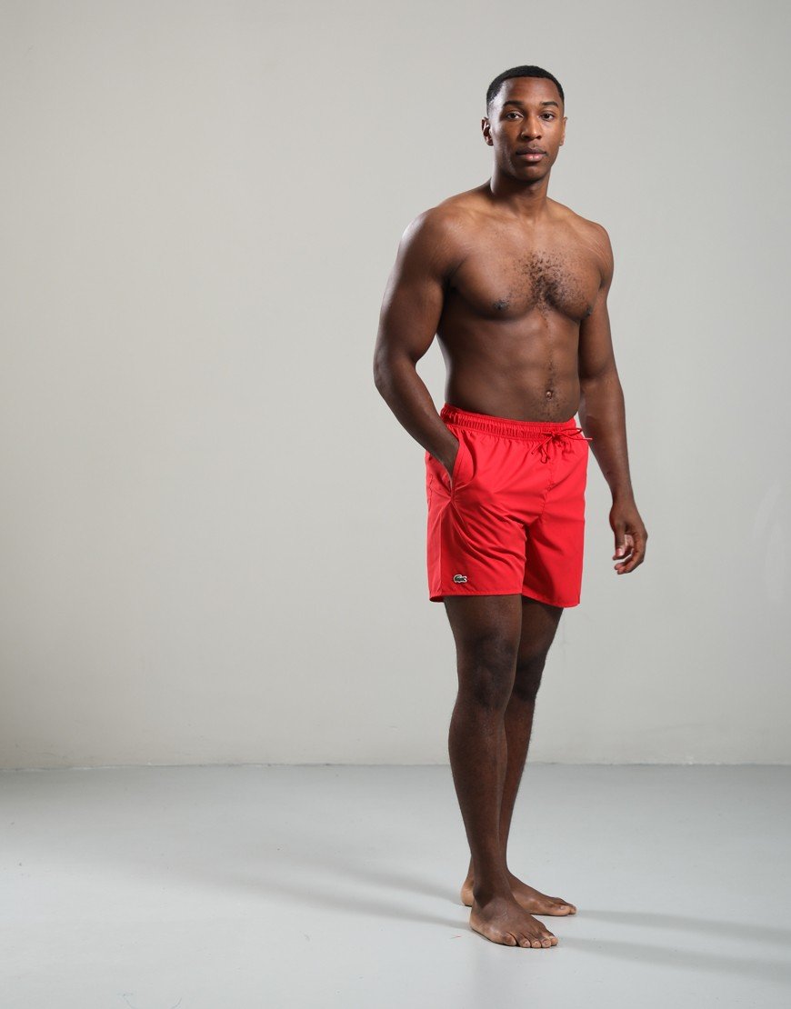 Lacoste Mid Monochrome Swim Shorts Red/Green