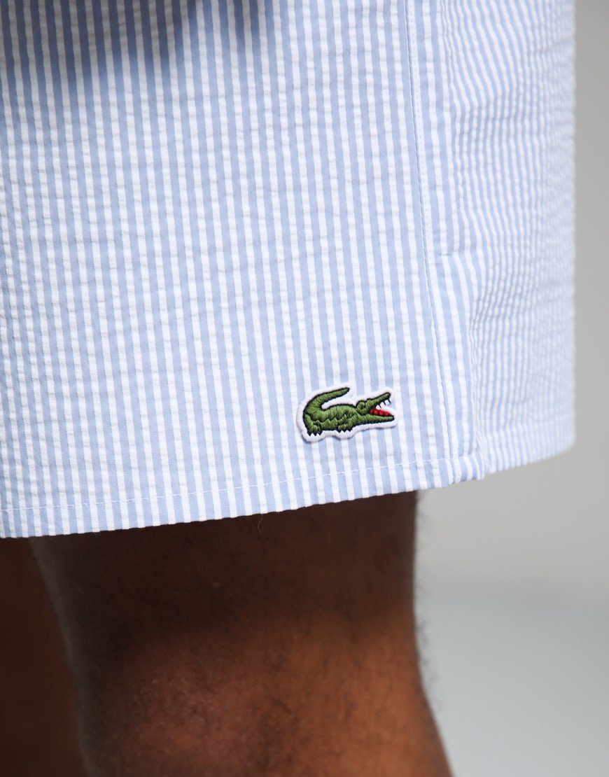 Lacoste Mid Striped Texture Swim Shorts White/Aphylla