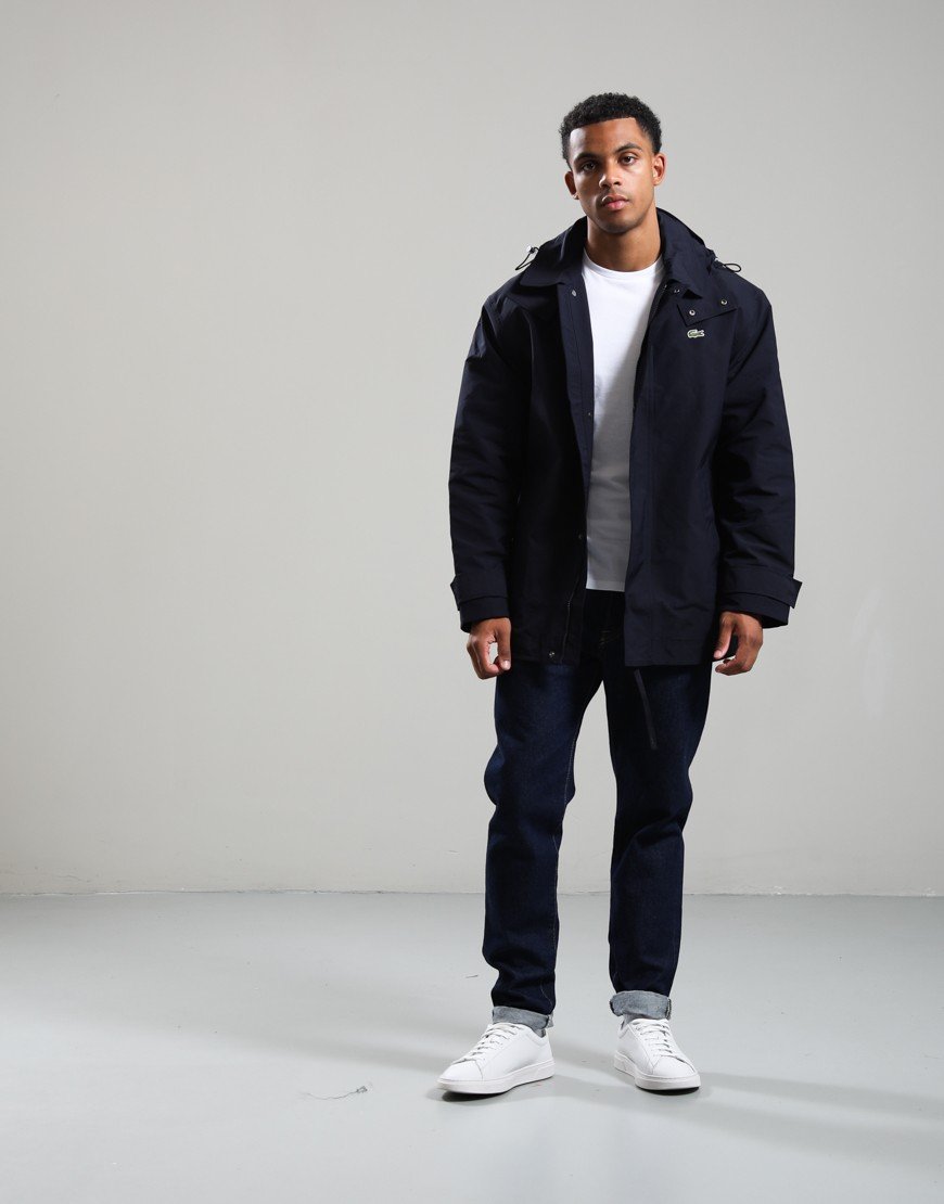 Lacoste Mid Water Repellent Hooded Parka Abysm