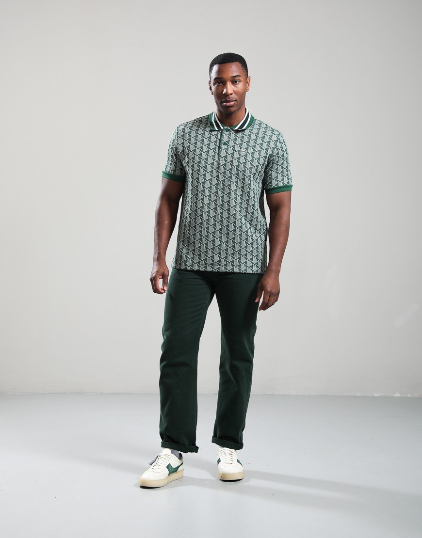 Lacoste Monogram Jacquard Polo Shirt Green