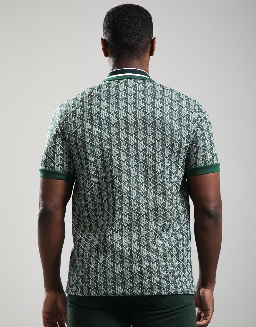 Lacoste Monogram Jacquard Polo Shirt Green