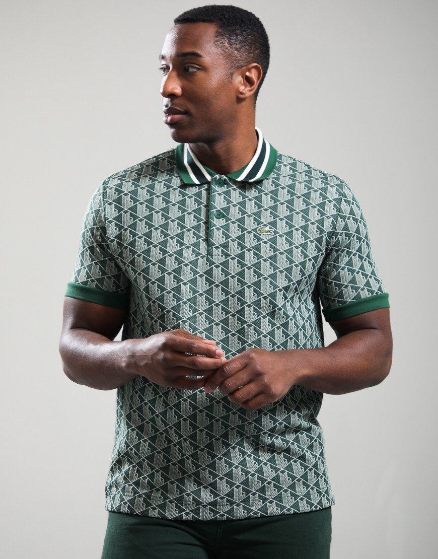Lacoste Monogram Jacquard Polo Shirt Green