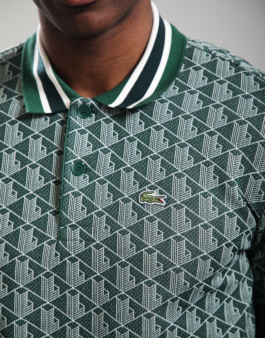 Lacoste Monogram Jacquard Polo Shirt Green