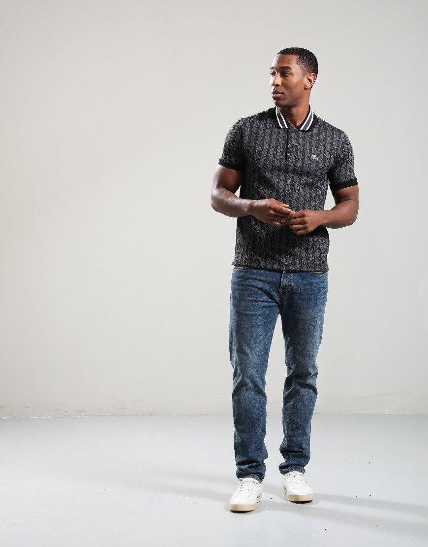Lacoste Monogram Polo Shirt Black