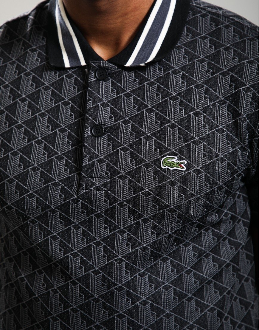 Lacoste Monogram Polo Shirt Black