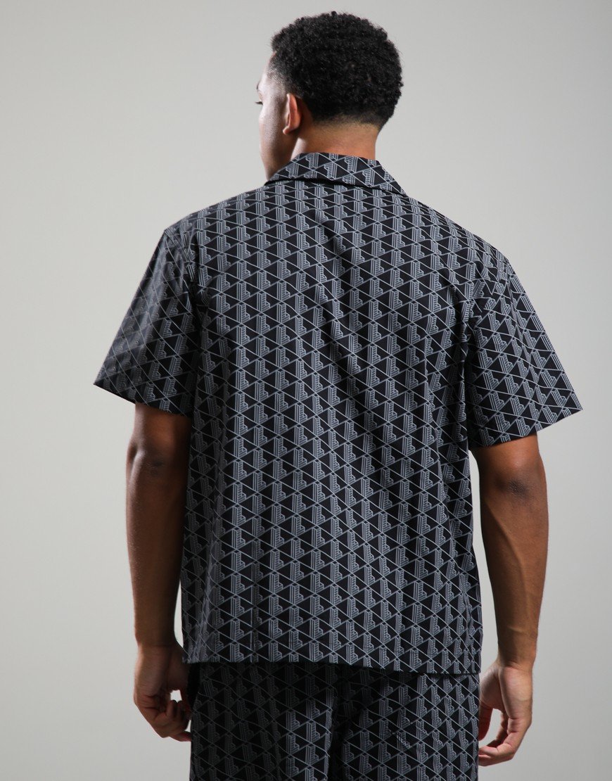 Lacoste Monogram Print Poplin Pyjama Shirt Black/Lead Grey
