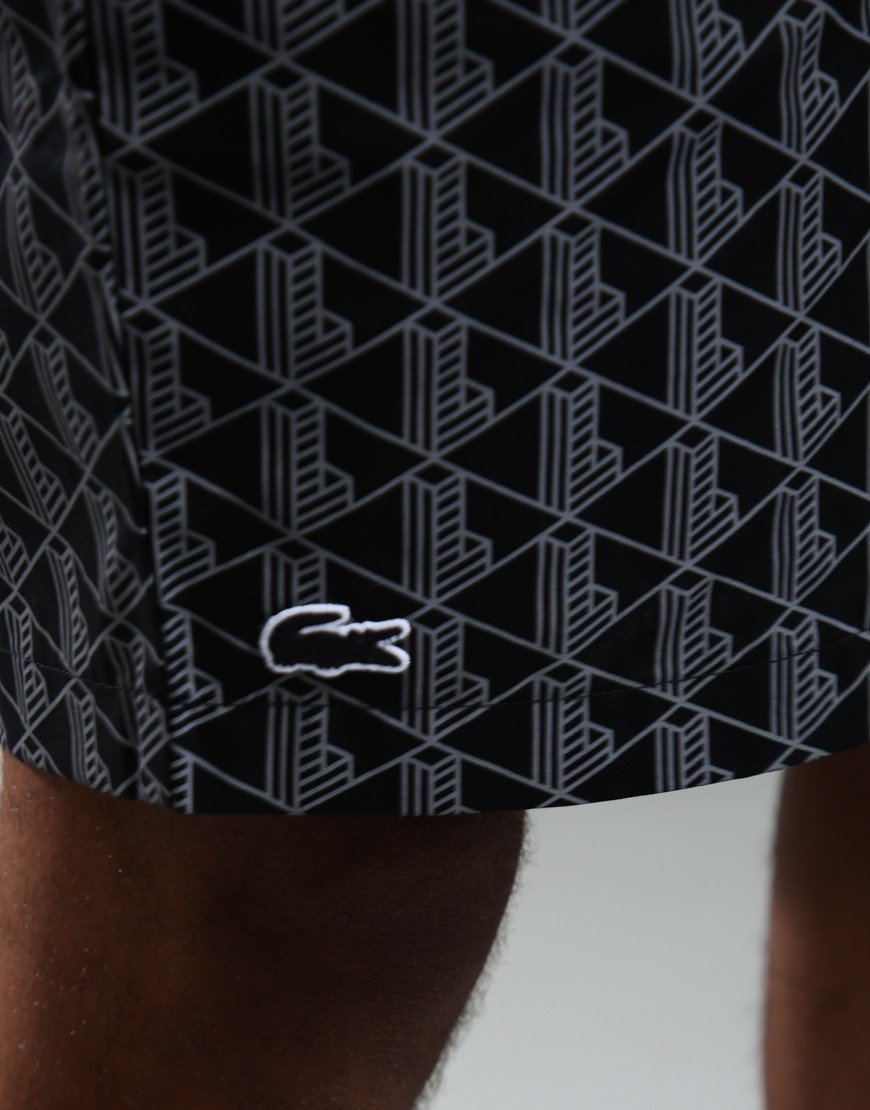 Lacoste Monogram Print Poplin Pyjama Shorts Black/Lead Grey